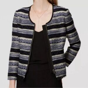 LOFT Blue Aztec Blazer Fringe Hem Size 4T